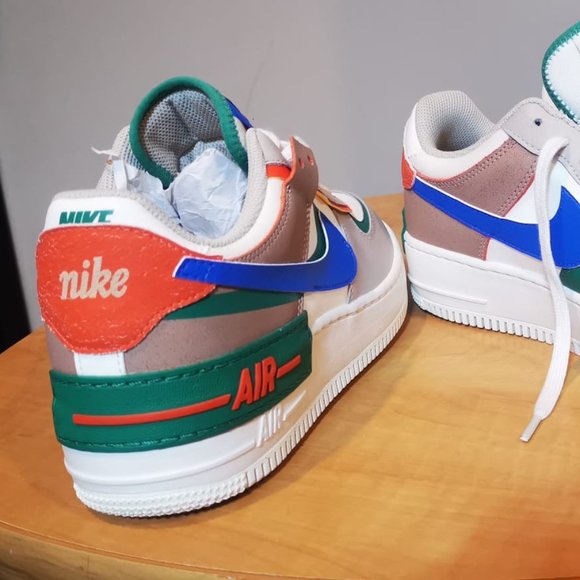 Nike Women’s Air Force 1 Shadow Sail / Signal Blue - Green Noise - Picture 2 of 5